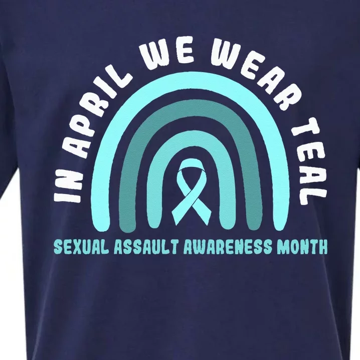 In April We Wear Teal Sexual Assault Awareness Month Sueded Cloud Jersey T-Shirt