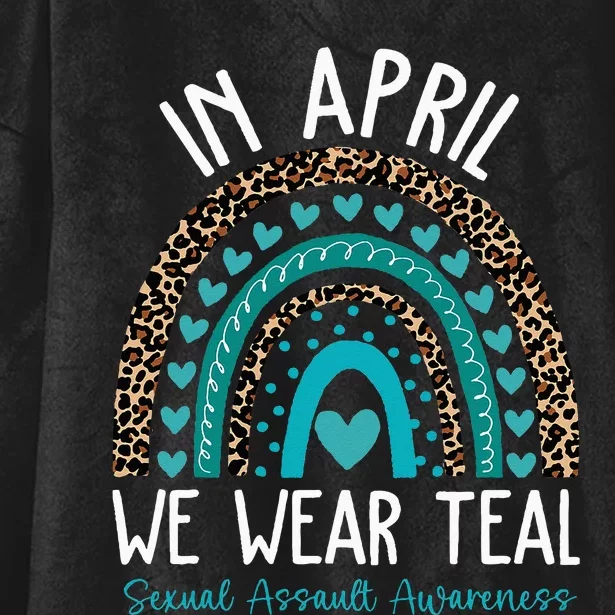 In April We Wear Teal Sexual Assault Awareness Month Hooded Wearable Blanket