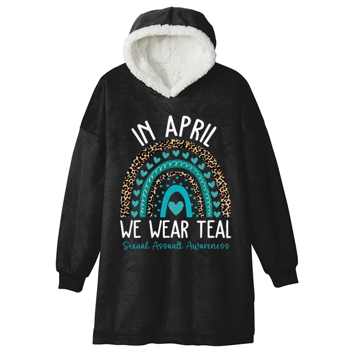 In April We Wear Teal Sexual Assault Awareness Month Hooded Wearable Blanket