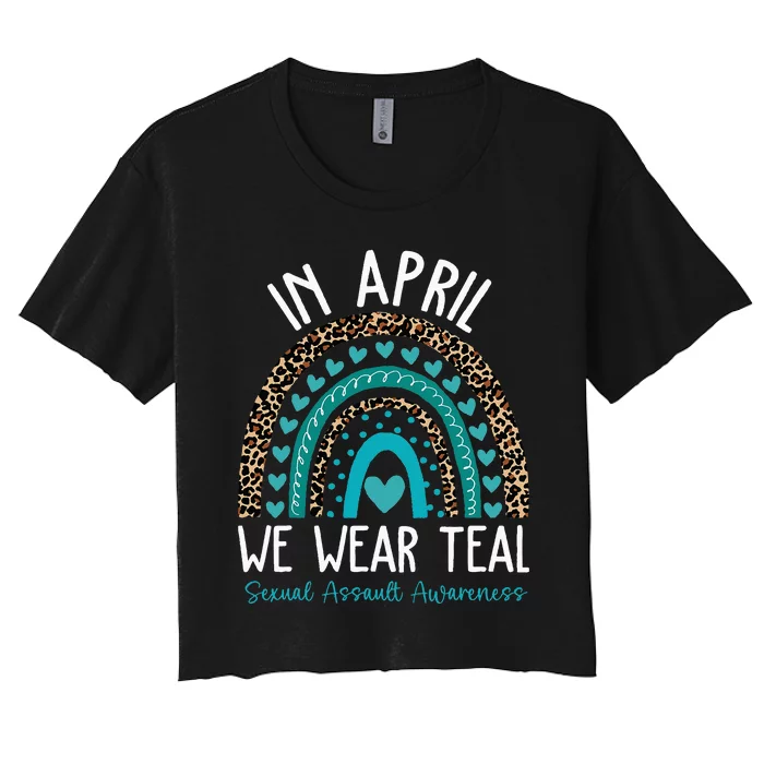 In April We Wear Teal Sexual Assault Awareness Month Women's Crop Top Tee