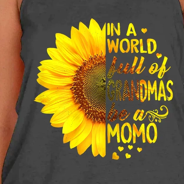 In A World Full Of Grandmas Be Momo Sunflower MotherS Day Women's Knotted Racerback Tank