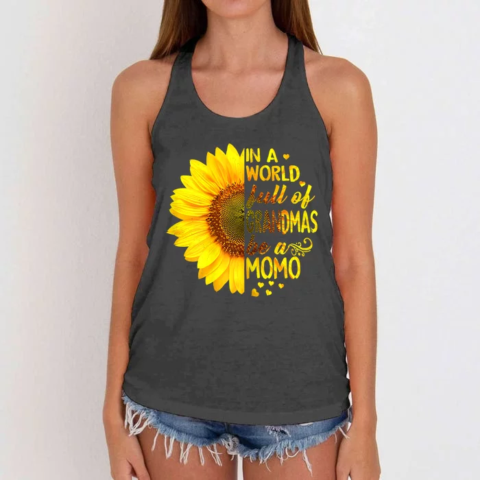 In A World Full Of Grandmas Be Momo Sunflower MotherS Day Women's Knotted Racerback Tank