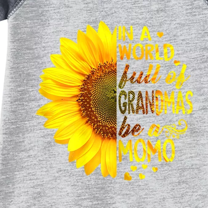 In A World Full Of Grandmas Be Momo Sunflower MotherS Day Infant Baby Jersey Bodysuit