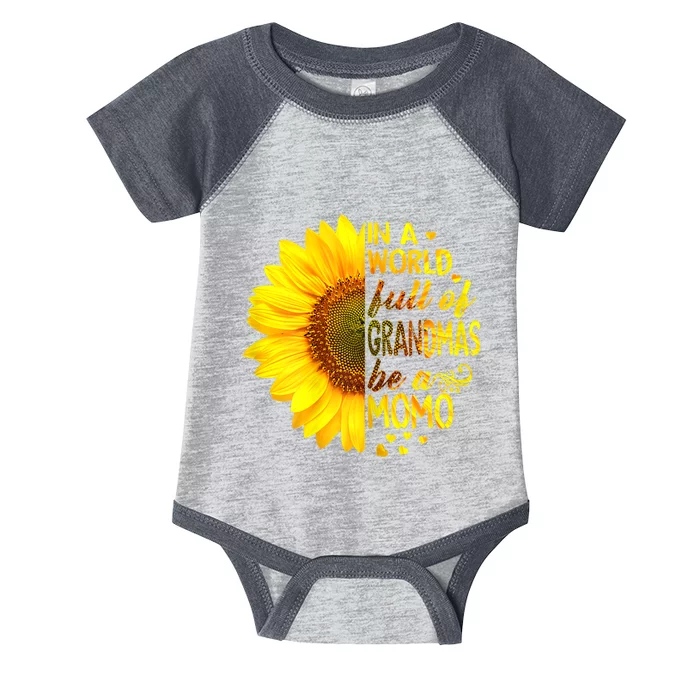 In A World Full Of Grandmas Be Momo Sunflower MotherS Day Infant Baby Jersey Bodysuit