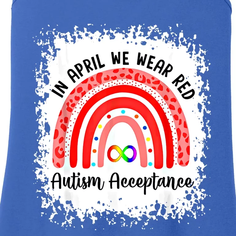 In April We Wear Red Instead Autism People Acceptance Meaningful Gift Ladies Essential Tank