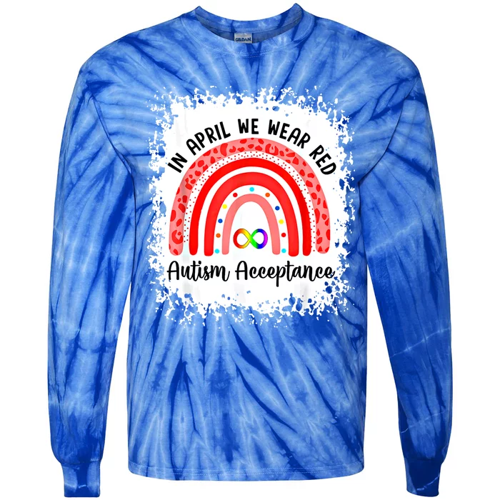 In April We Wear Red Instead Autism People Acceptance Meaningful Gift Tie-Dye Long Sleeve Shirt