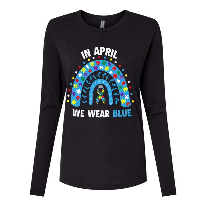 In April We Wear Blue Rainbow Womens Cotton Relaxed Long Sleeve T-Shirt