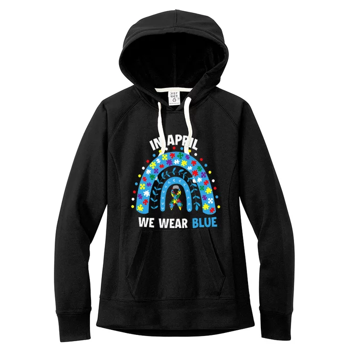 In April We Wear Blue Rainbow Women's Fleece Hoodie