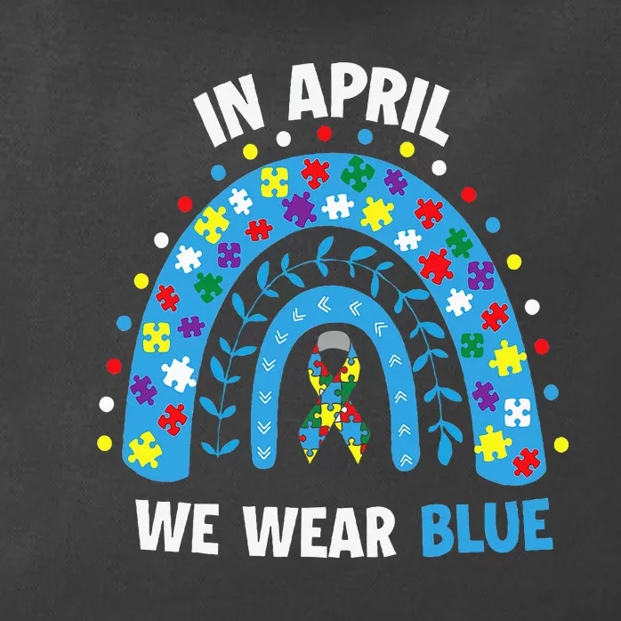 In April We Wear Blue Rainbow Zip Tote Bag