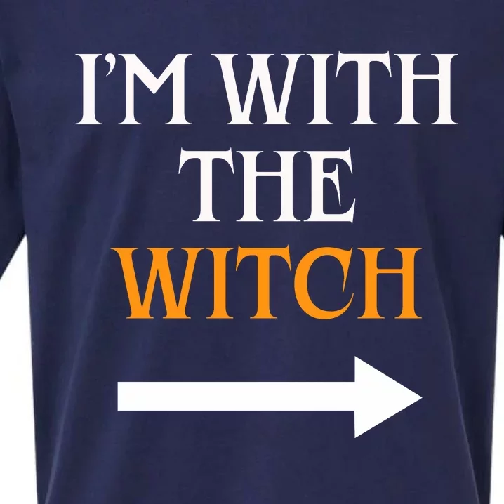 I Am With The Witch Funny Halloween Sueded Cloud Jersey T-Shirt