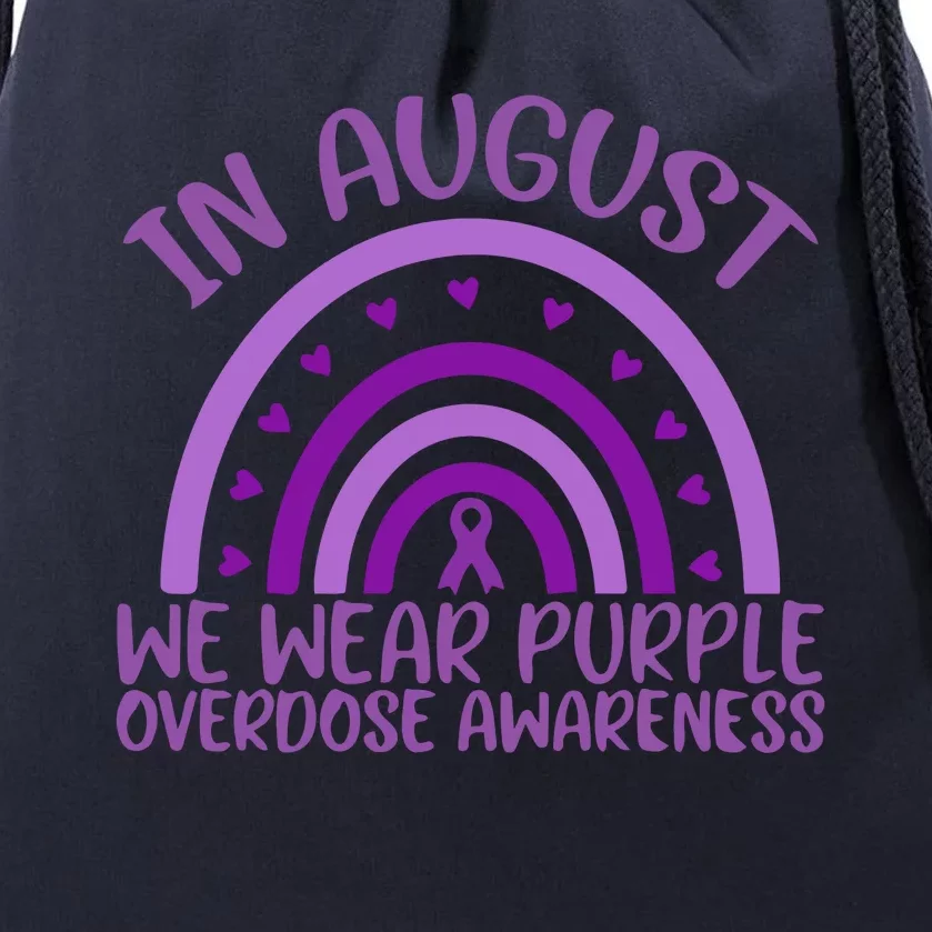 In August We Wear Purple Overdose Awareness Drawstring Bag