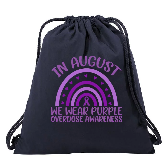 In August We Wear Purple Overdose Awareness Drawstring Bag