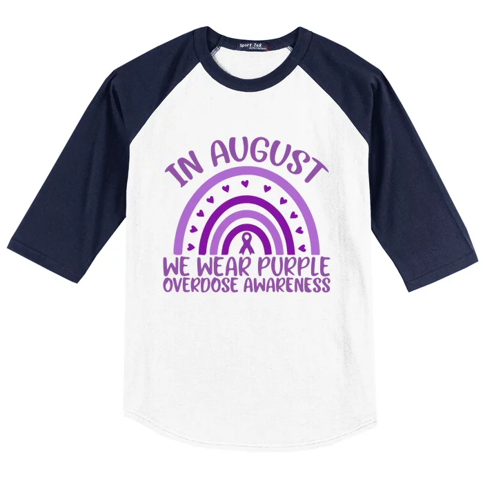 In August We Wear Purple Overdose Awareness Baseball Sleeve Shirt