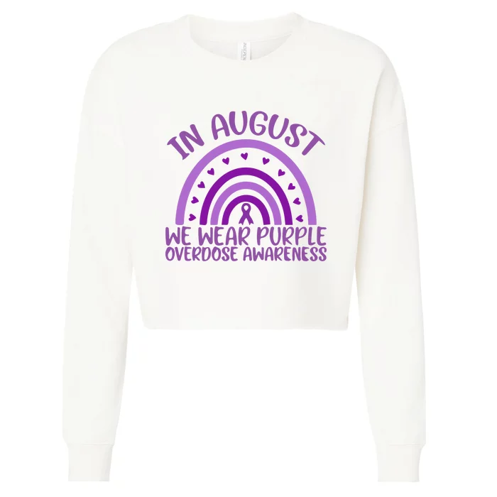 In August We Wear Purple Overdose Awareness Cropped Pullover Crew