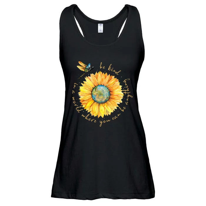 In A World Where You Can Be Anything Be Kind Sunflower Ladies Essential Flowy Tank