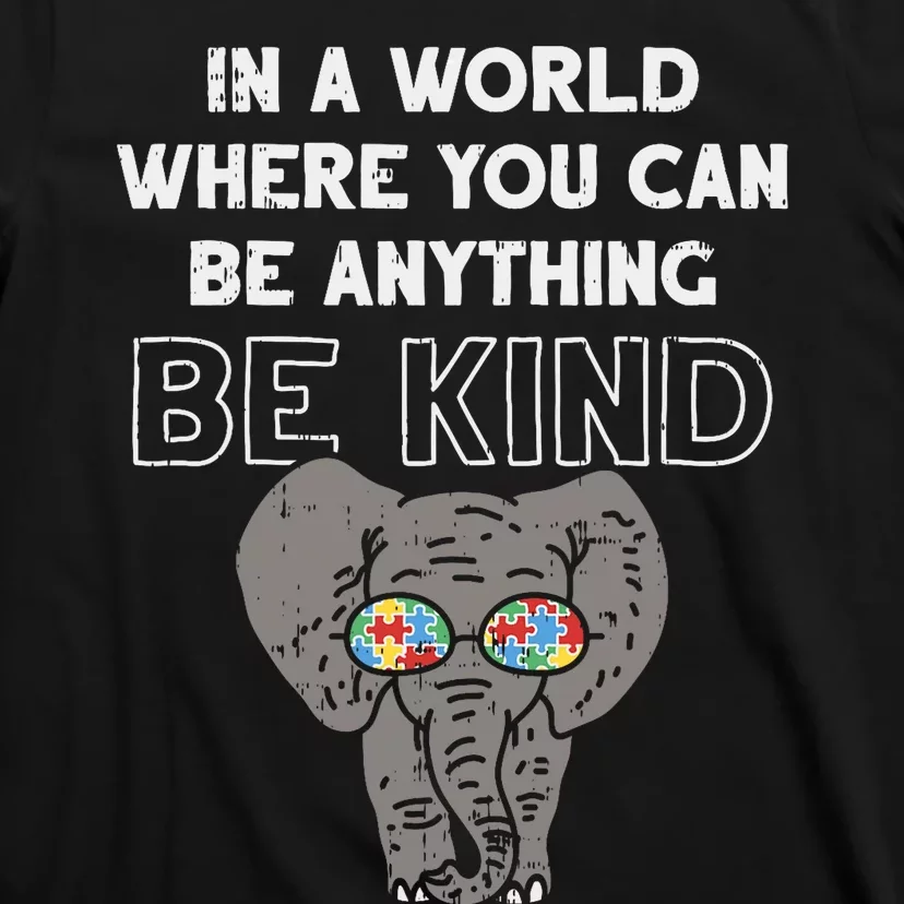 In A World Anything Be Kind Cute Autism Elephant Gift T-Shirt