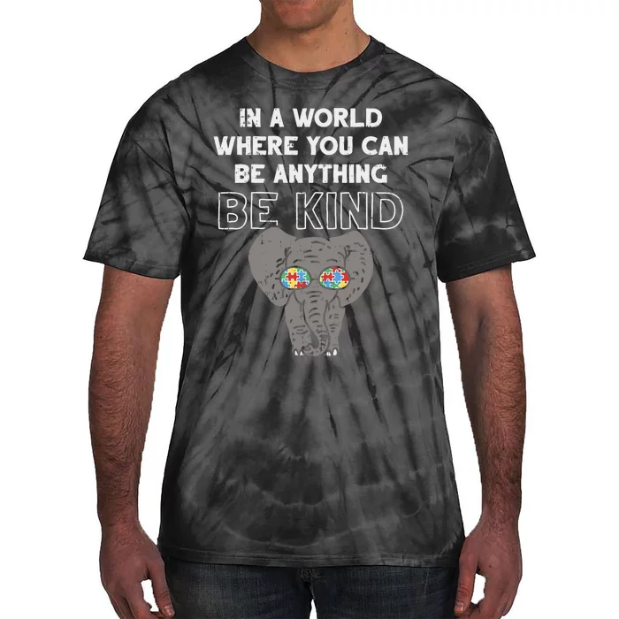 In A World Anything Be Kind Cute Autism Elephant Gift Tie-Dye T-Shirt