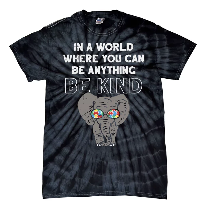 In A World Anything Be Kind Cute Autism Elephant Gift Tie-Dye T-Shirt