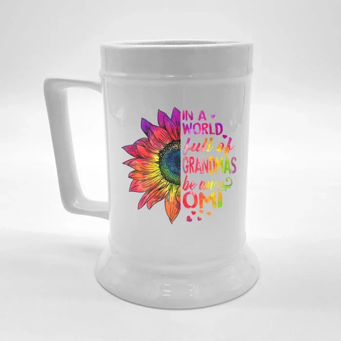 In A World Full Of Grandmas Be Omi Sunflower Christmas Gift Front & Back Beer Stein