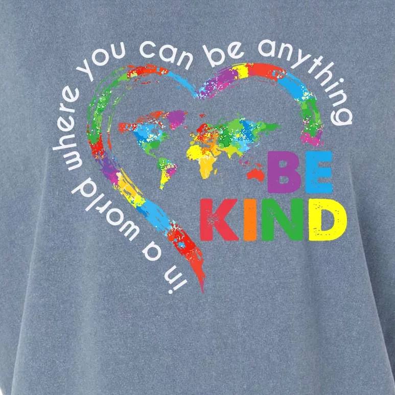 In A World Anything Be Kind Unity Day Heart Anti Bullying Garment-Dyed Women's Muscle Tee