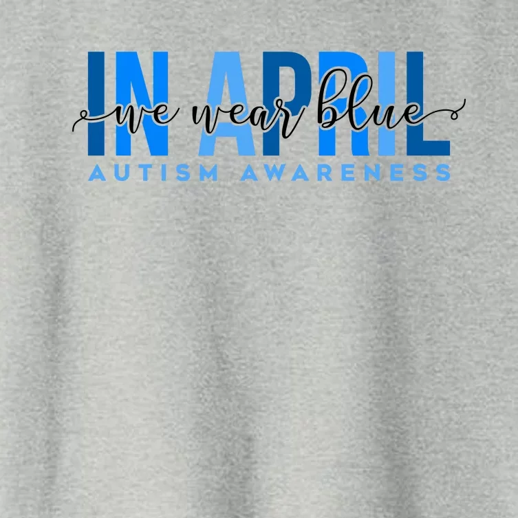 In April We Wear Blue Autism Awareness Women's Crop Top Tee