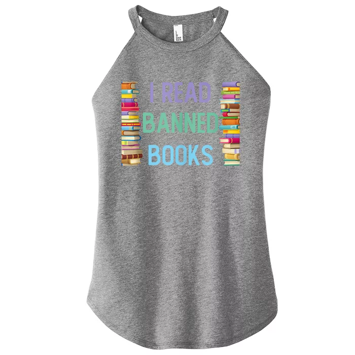 I Am With The Banned Books Shirts Funny I Read Banned Books Women’s Perfect Tri Rocker Tank