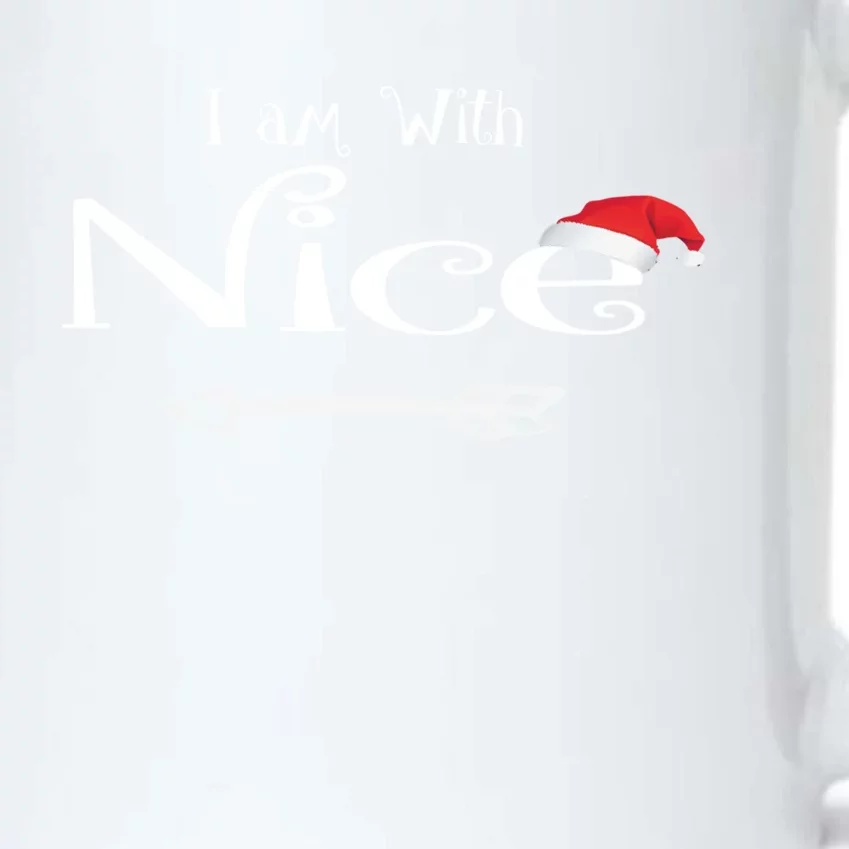 I Am With Nice Or Naughty Costume Matching Christmas Couples Cool Gift Black Color Changing Mug