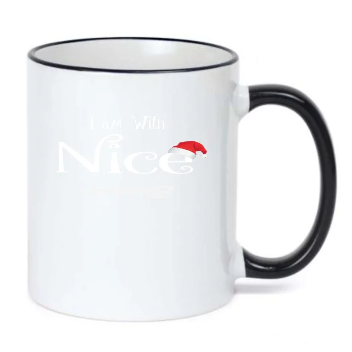 I Am With Nice Or Naughty Costume Matching Christmas Couples Cool Gift Black Color Changing Mug