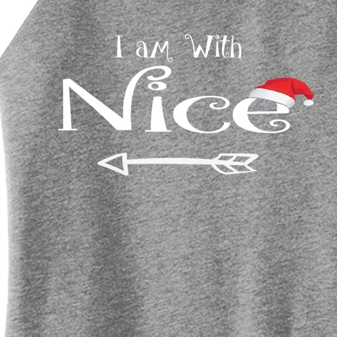 I Am With Nice Or Naughty Costume Matching Christmas Couples Cool Gift Women’s Perfect Tri Rocker Tank