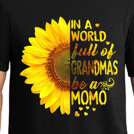 In A World Full Of Grandmas Be Momo Sunflower Gift Pajama Set