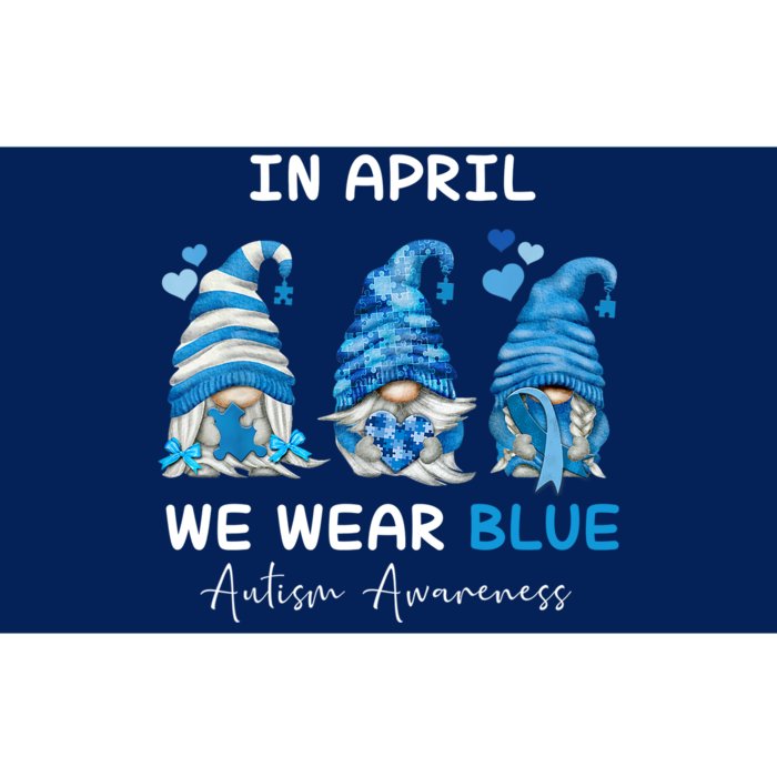 In April We Wear Blue Autism Awareness With Gnome Bumper Sticker