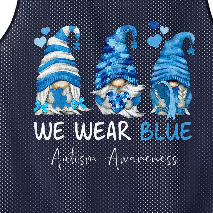 In April We Wear Blue Autism Awareness Gnome Matching Family Mesh Reversible Basketball Jersey Tank