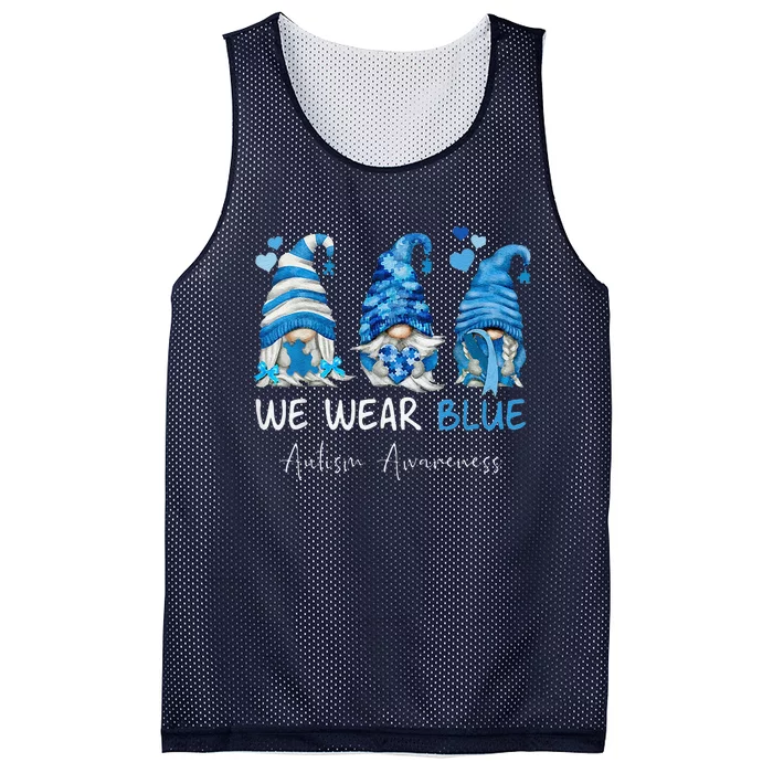 In April We Wear Blue Autism Awareness Gnome Matching Family Mesh Reversible Basketball Jersey Tank