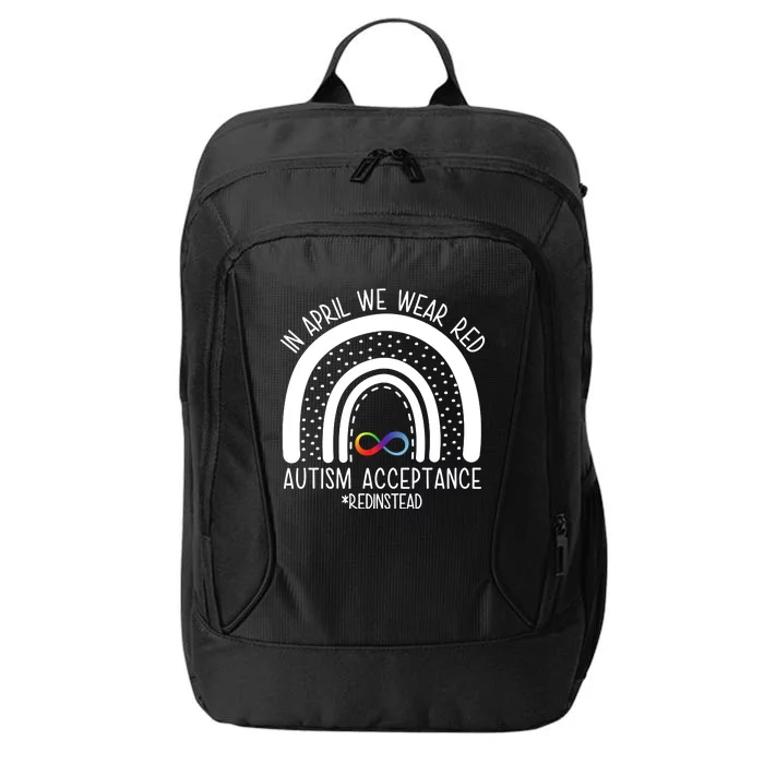 In April We Wear Red Autism Acceptance Red Instead Rainbow City Backpack