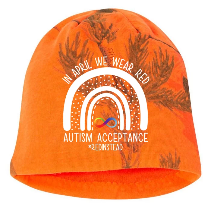 In April We Wear Red Autism Acceptance Red Instead Rainbow Kati - Camo Knit Beanie