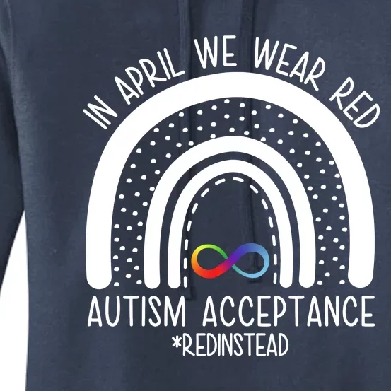 In April We Wear Red Autism Acceptance Red Instead Rainbow Women's Pullover Hoodie