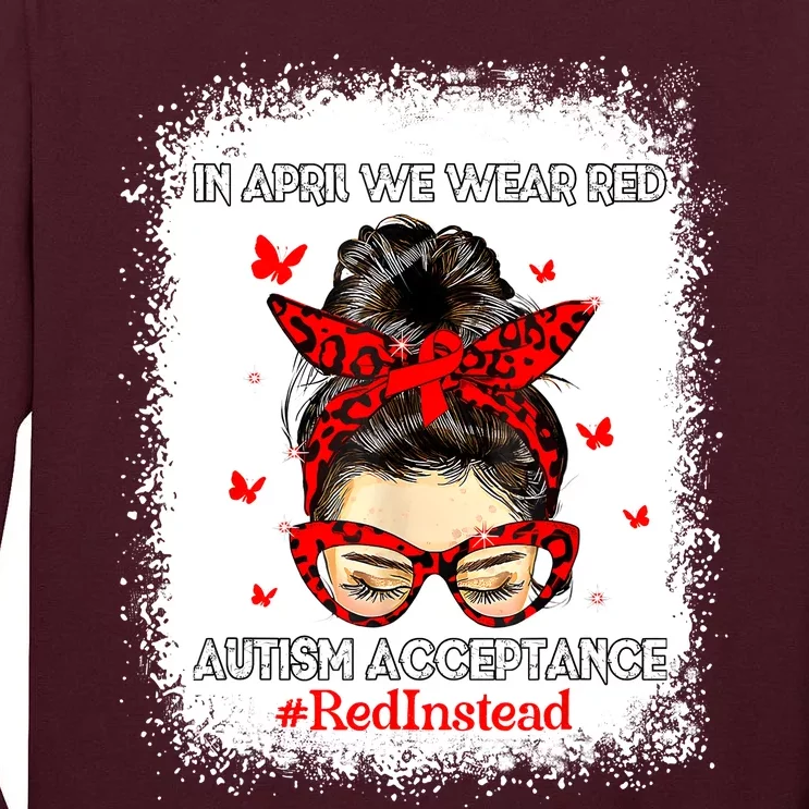 In April We Wear Red Autism Awareness Acceptance Red Instead Tall Long Sleeve T-Shirt