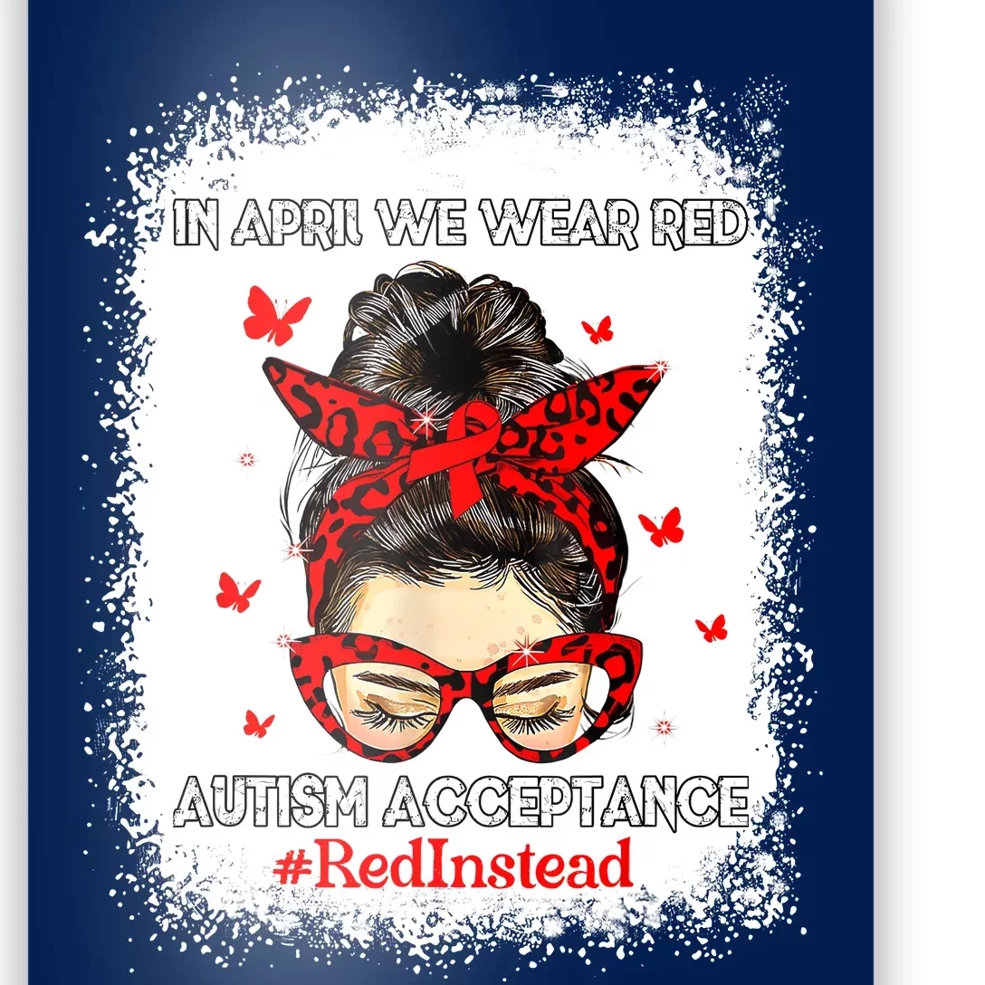 In April We Wear Red Autism Awareness Acceptance Red Instead Poster