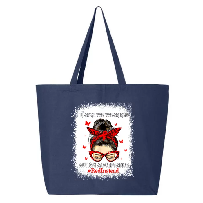 In April We Wear Red Autism Awareness Acceptance Red Instead 25L Jumbo Tote