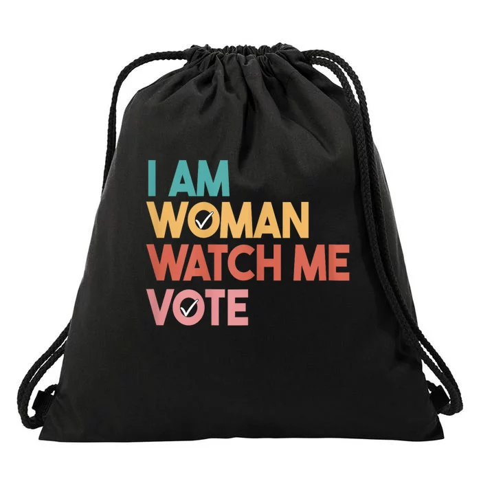 I Am Woman Watch Me Vote 2024 Drawstring Bag