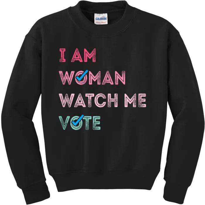 I Am Woman Watch Me Vote 2024 Kids Sweatshirt