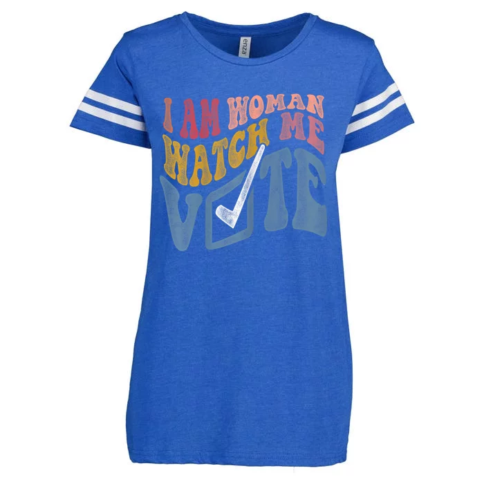 I Am Woman Watch Me Vote 2024 Enza Ladies Jersey Football T-Shirt