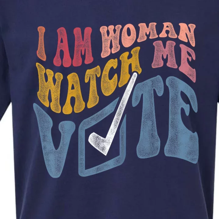 I Am Woman Watch Me Vote 2024 Sueded Cloud Jersey T-Shirt