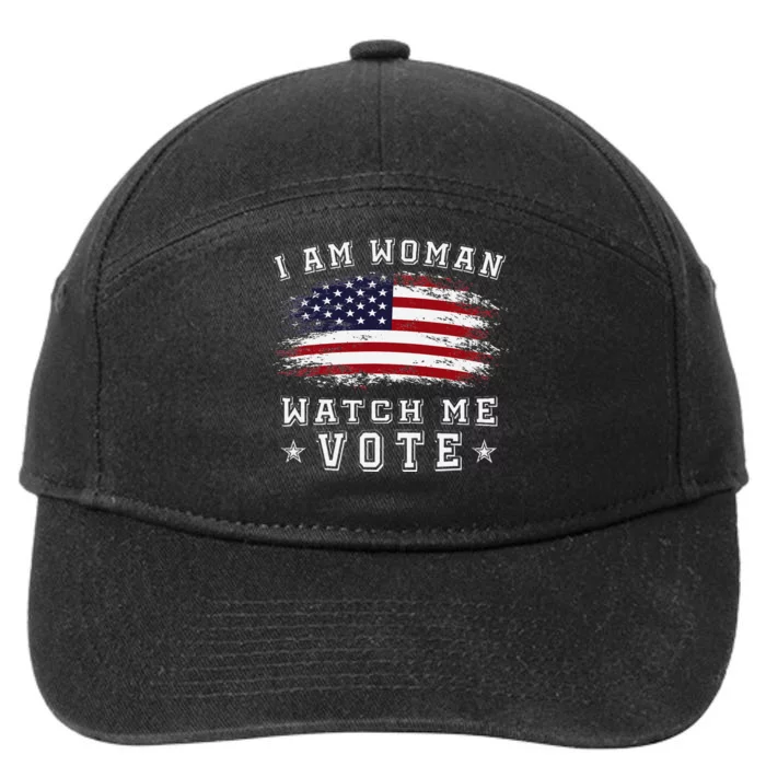 I Am Woman Watch Me Vote American Flag 7-Panel Snapback Hat