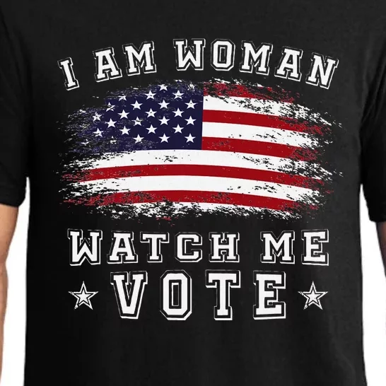 I Am Woman Watch Me Vote American Flag Pajama Set