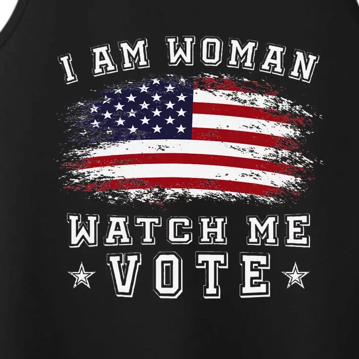 I Am Woman Watch Me Vote American Flag Performance Tank