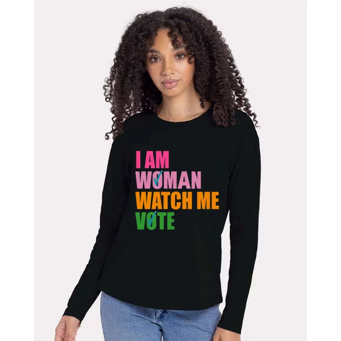 I Am Woman Watch Me Vote Womens Cotton Relaxed Long Sleeve T-Shirt