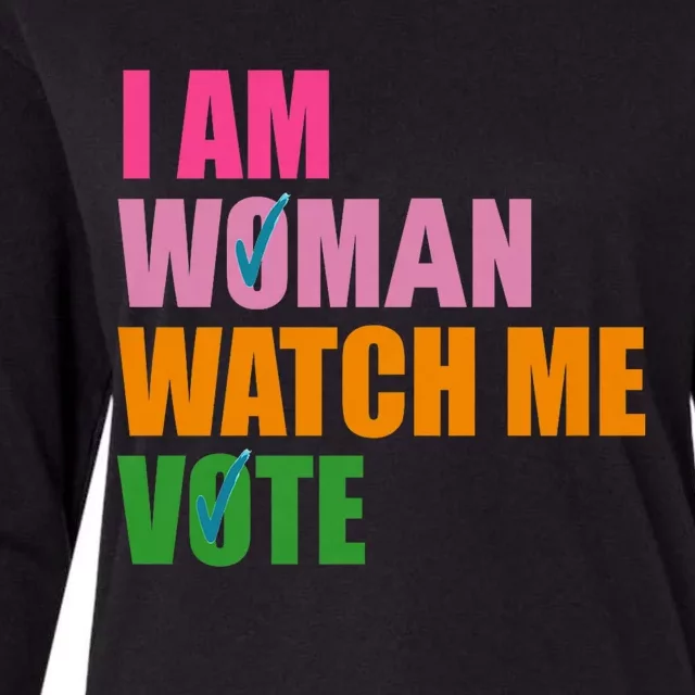 I Am Woman Watch Me Vote Womens Cotton Relaxed Long Sleeve T-Shirt