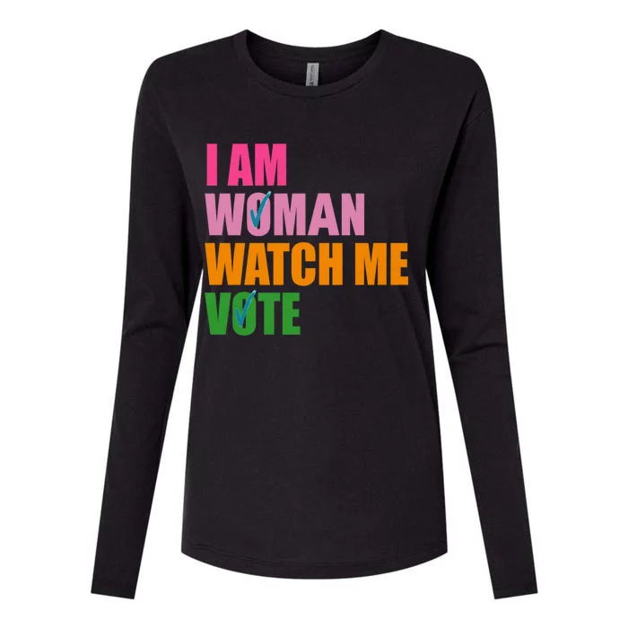 I Am Woman Watch Me Vote Womens Cotton Relaxed Long Sleeve T-Shirt