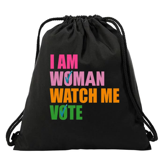 I Am Woman Watch Me Vote Drawstring Bag